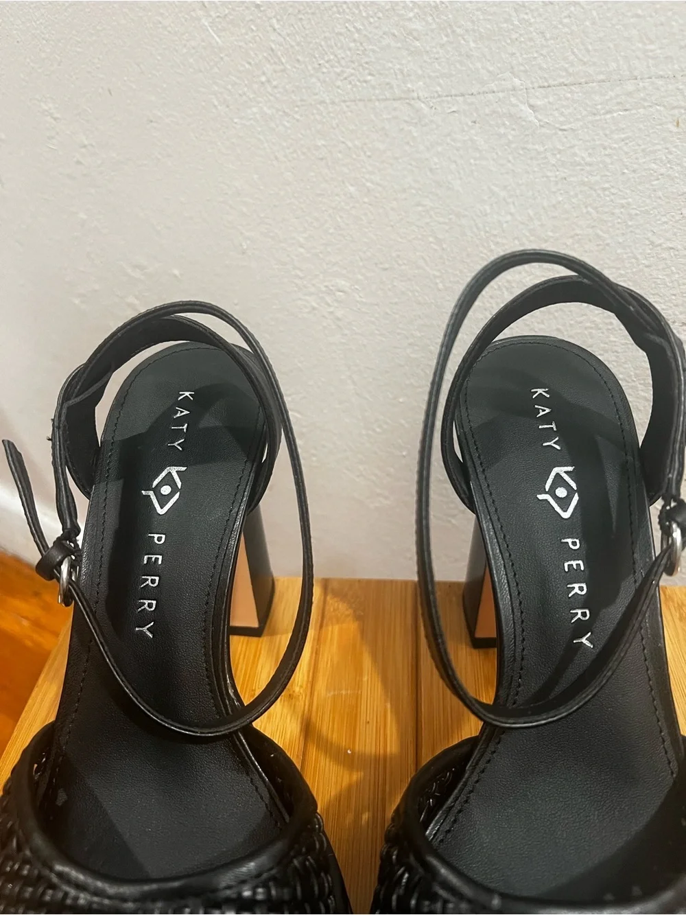 Katy Perry 9.5 Black Chunky Platform Block Heel Sandals Sandals Goth Boho Retro